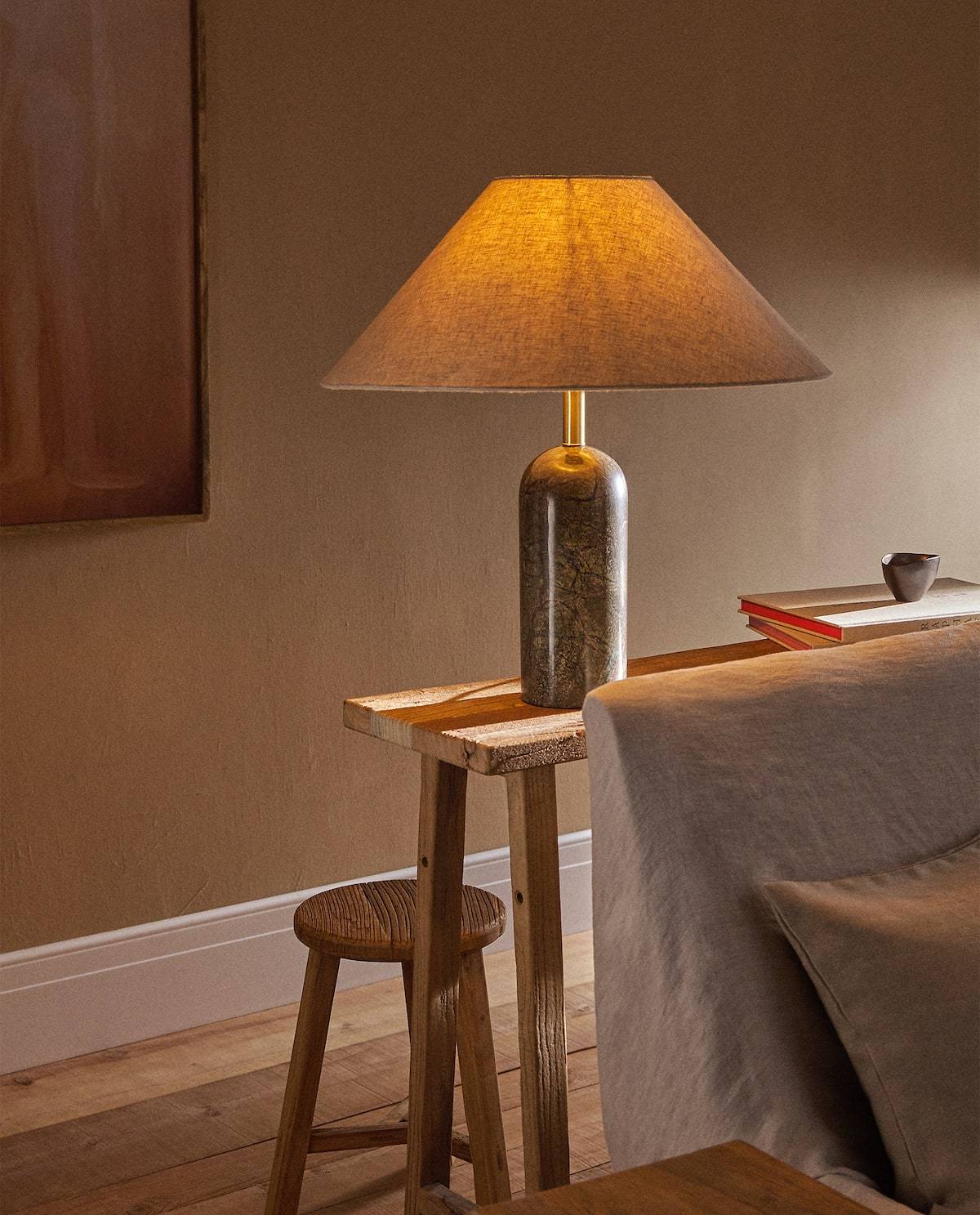 Inspired Home Cordon d'alimentation de la lampe de table Kahlil, base en  pierre en marbre